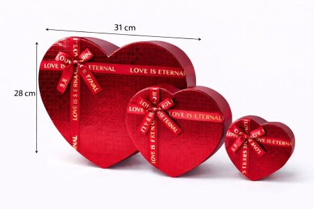 صندوق هدايا شكل قلب 3 قطع.