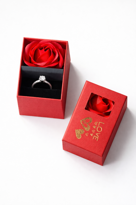 ربطه علبه خواتم مع ورد.