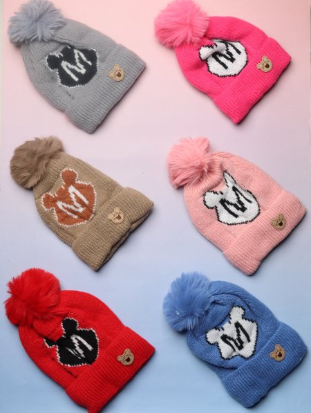 دزينة طواقي صوف مبطن طبقتين للأطفال.